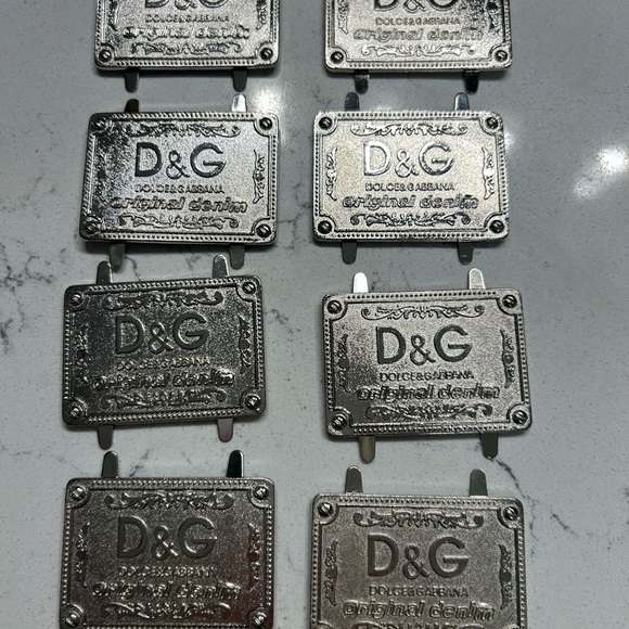Bundle set of NWOT D&G Metal Silver Logo, emblems, tags,All Products : American Fashion Style Bags On Sale